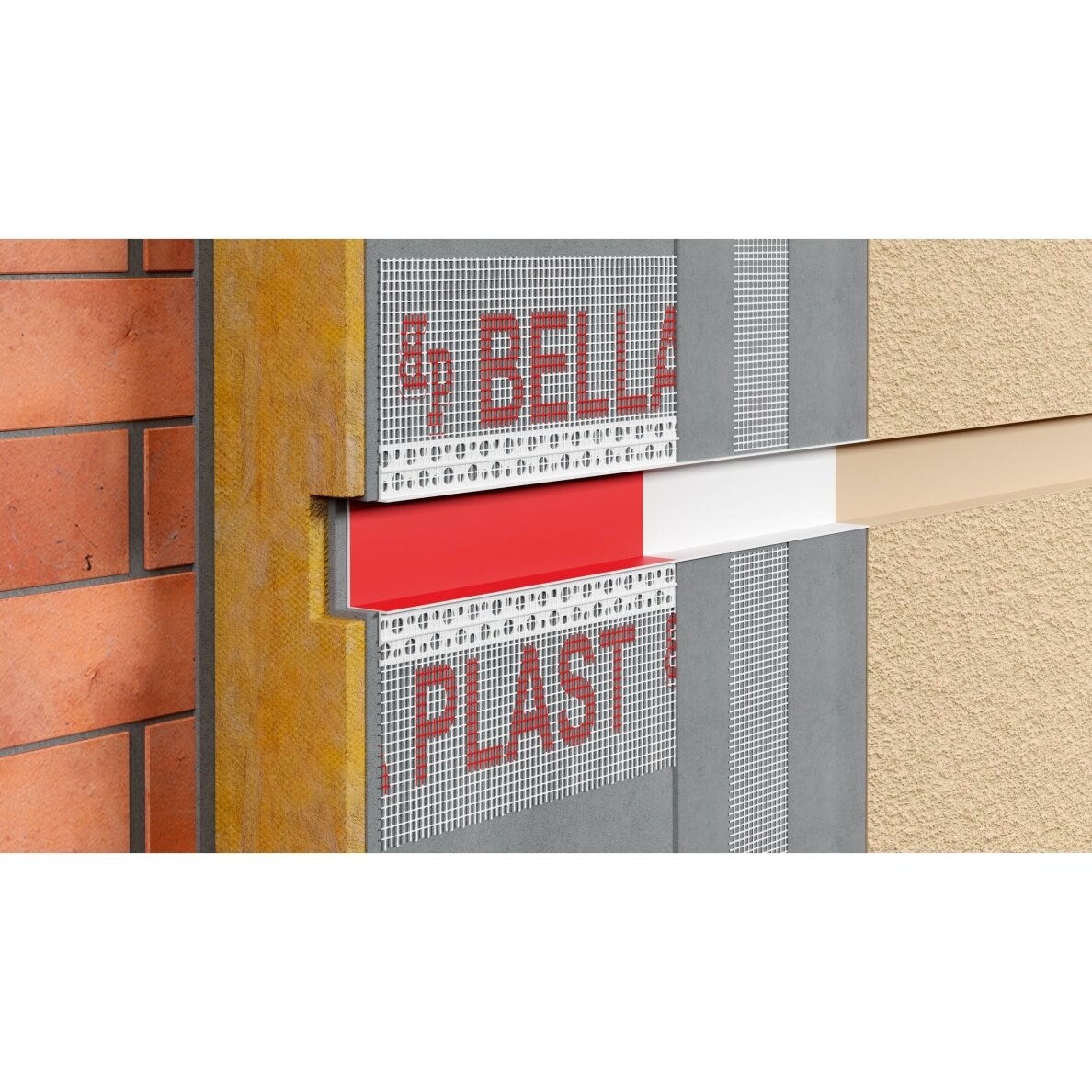 BELLA PLAST profilis PVC dekoratyvinių griovelių formavimui su tinkleliu BP11 H5 RS 2 BELLA PLAST profilis PVC dekoratyvinių griovelių formavimui su tinkleliu BP11 H5 RS 2