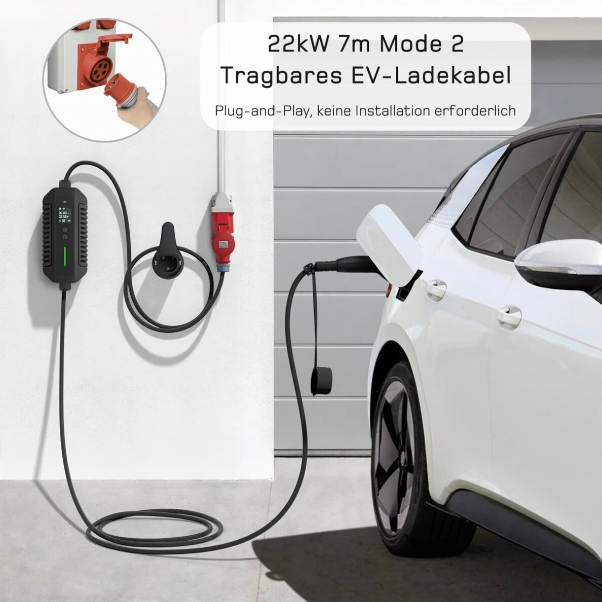 DEPOW mobili elektromobilių įkrovimo stotelė EV, 22 kW, 7 m 4
