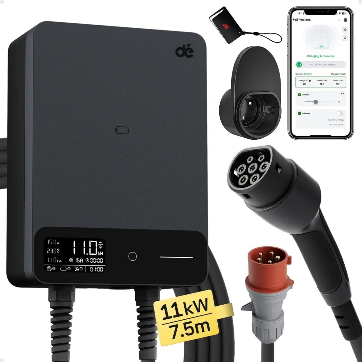 DEPOW stacionari elektromobilių įkrovimo stotelė, 11 kW, 7 m 1 DEPOW stacionari elektromobilių įkrovimo stotelė, 11 kW, 7 m 1