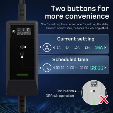 DEPOW mobili elektromobilių įkrovimo stotelė EV, 11 kW, 20 m 7