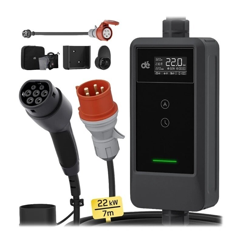 DEPOW mobili elektromobilių įkrovimo stotelė EV, 22 kW, 7 m 1