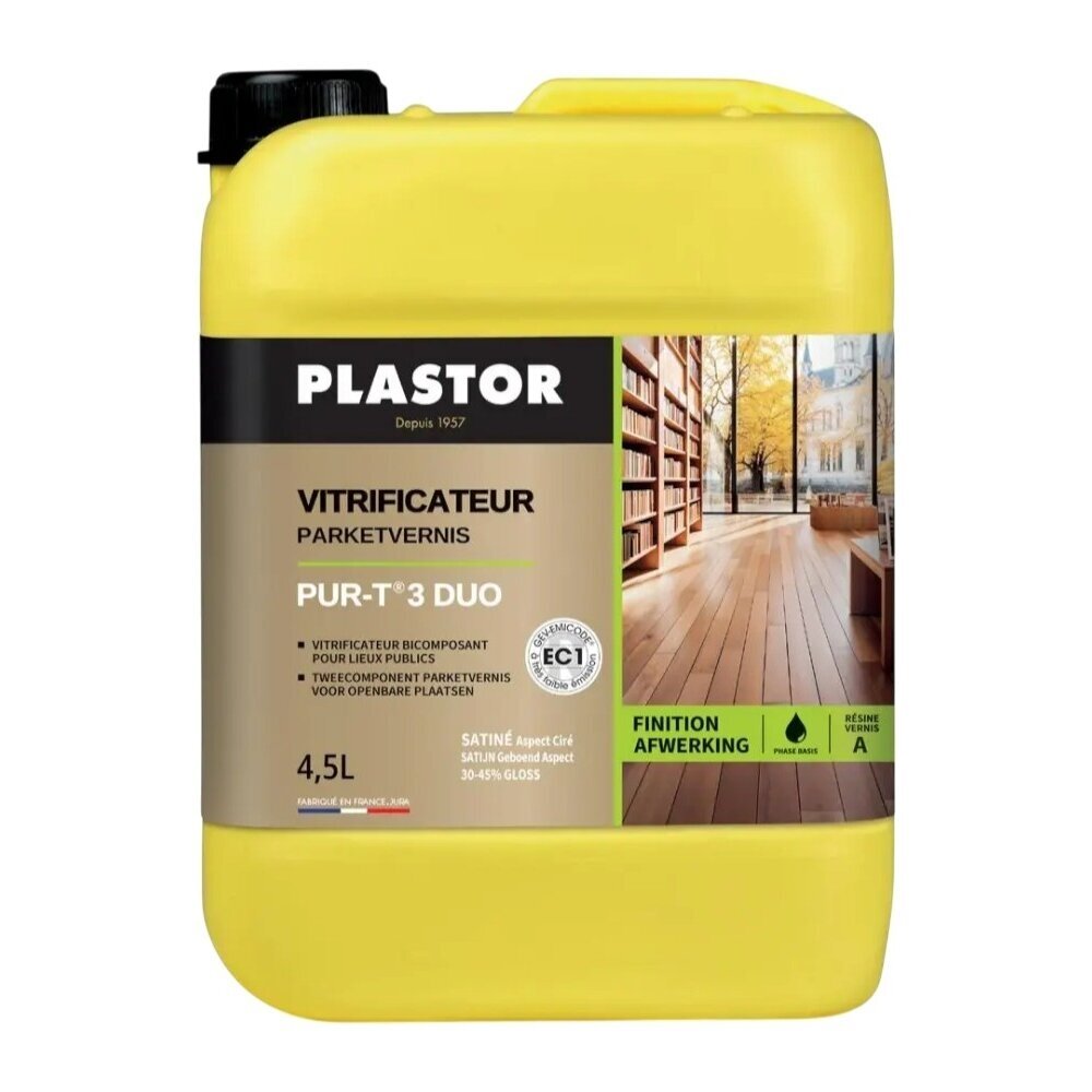 Parketinis lakas Plastor PUR-T3 DUO bespalvis, pusiau matinis Parketinis lakas Plastor PUR-T3 DUO bespalvis, pusiau matinis